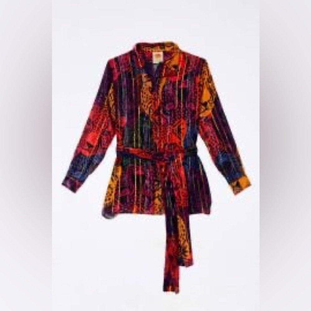FARM Rio Rainbow Midnight Leopards Pajama Shirt, Sz XS